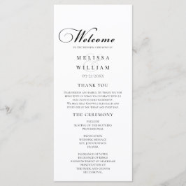 Programa Casamento Elegante de Script Branco e Preto