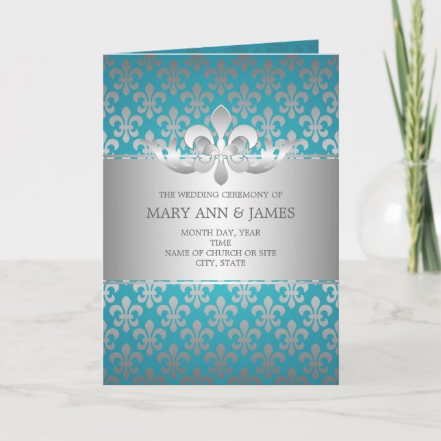 Programa Casamento Elegante Fleur De Lis Blue (Frente)