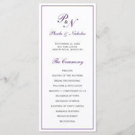 Programa Casamento Elegante Formal de Roxo Monograma