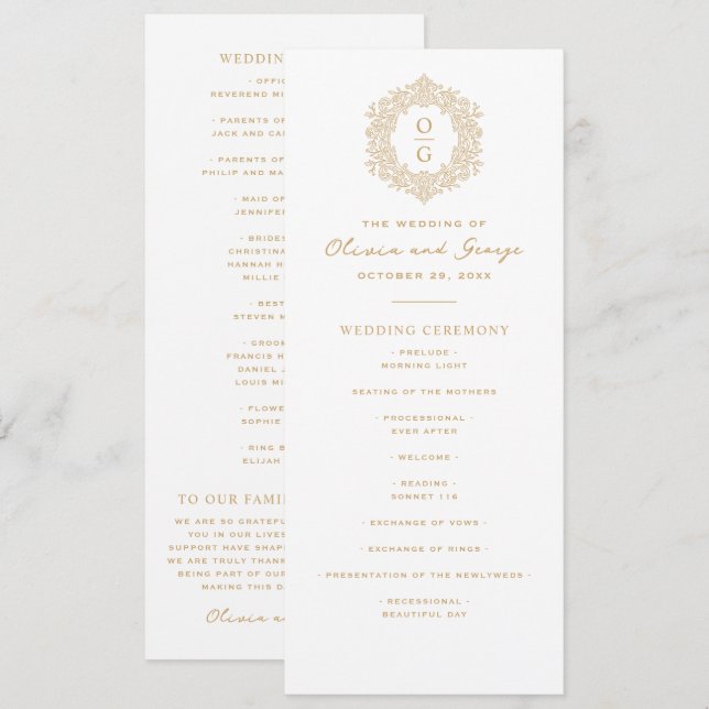 Programa Casamento Elegante Herança de Ouro (Frente/Verso)