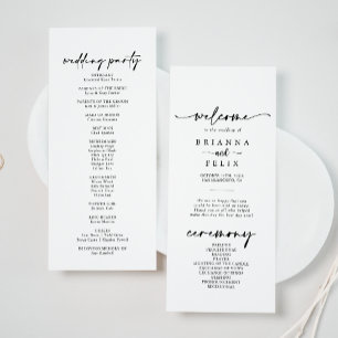 Programa Casamento Elegante Moderno da Caligrafia