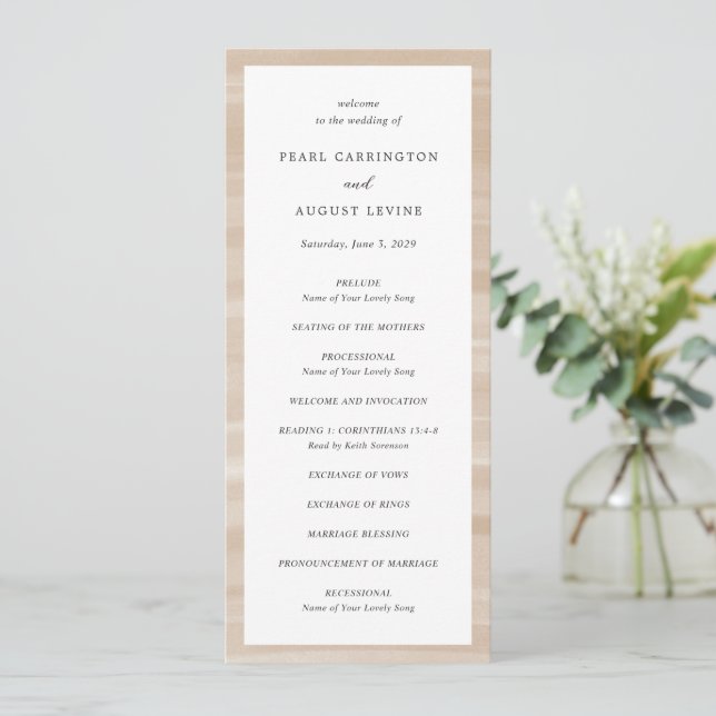 Programa Casamento Elegante Neutro Arenoso com Estilo Coste (Em pé/Frente)