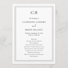 Programa Casamento Elegante Preto e Branco Tradicional