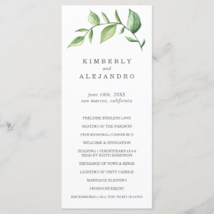 Programa Casamento Elegante Rustic Watercolor