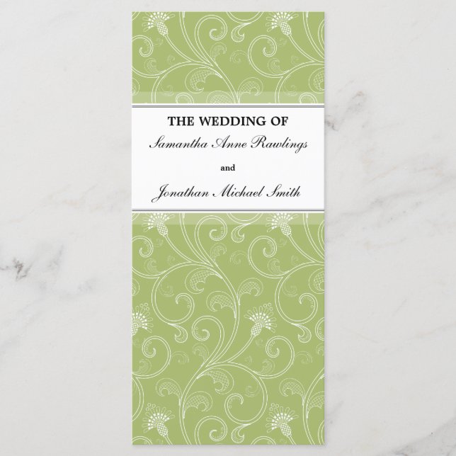 Programa Casamento - Elegante Sage Green Victorian (Frente)