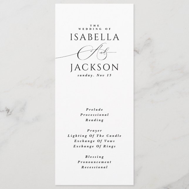 Programa Casamento Elegante Simples Chic Moderno Negro e Br (Frente)