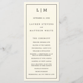 Programa Casamento Elegante Simples De Creme Monograma