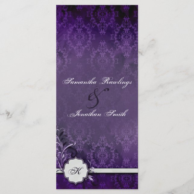 Programa Casamento - Elegante Vintage Monograma Da (Frente)