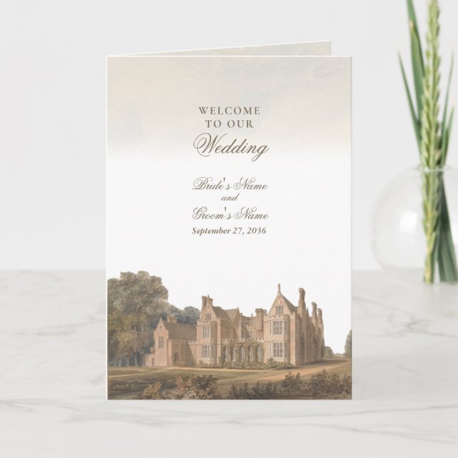 Programa Casamento em Villa Château de Manor Inglês Antigo (Frente)