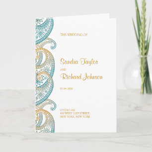 Programa Casamento entre Teal e Dourada Paisley Indian