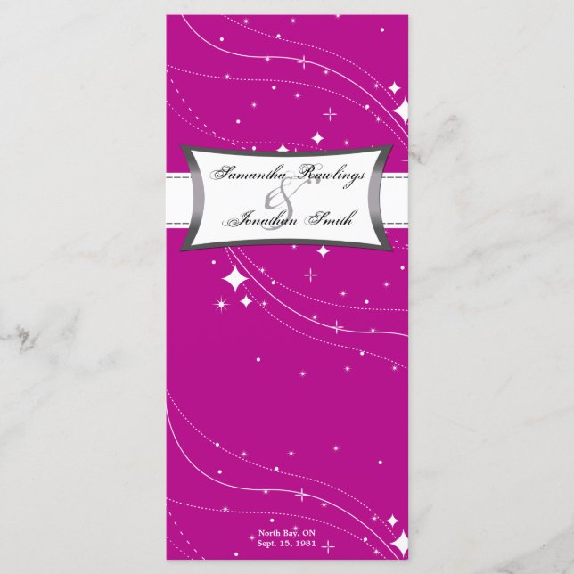 Programa Casamento - Estrelas Brancas e Rosa Fuchs (Frente)