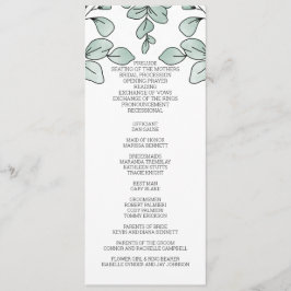 Programa Casamento Eucalyptus Com Aquarelas Whimsical