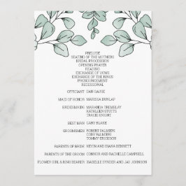 Programa Casamento Eucalyptus Com Aquarelas Whimsical