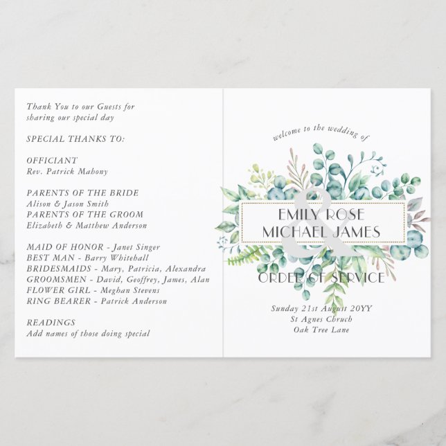Programa Casamento Eucalyptus Folhas de Verdade (Frente)