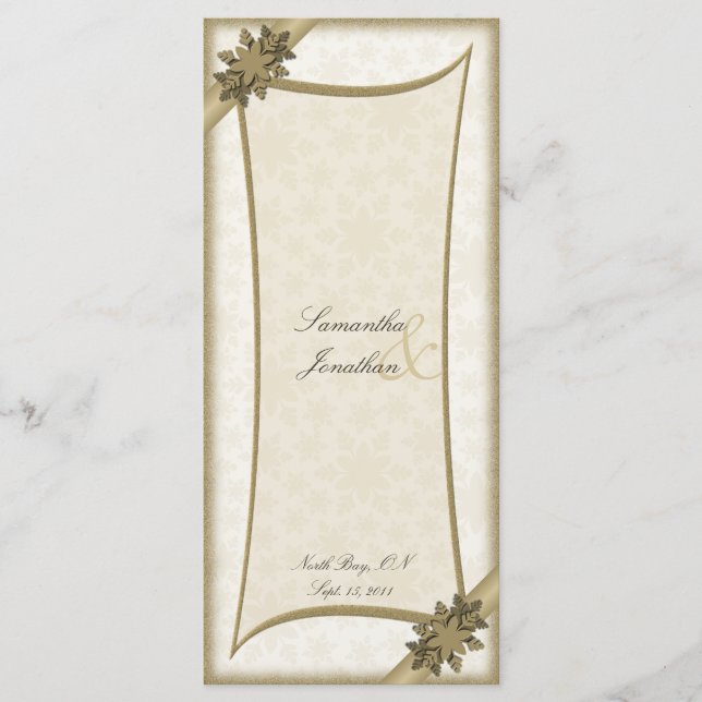Programa Casamento Flocos de neve Dourados e branc (Frente)