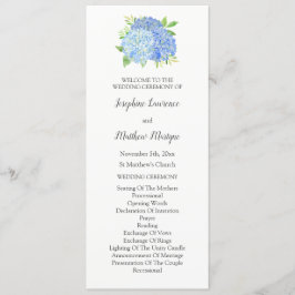 Programa Casamento Floral Azul Hydrangea Foliage Watercolor