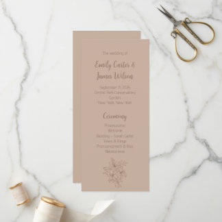 Programa Casamento Floral Bege Elegante