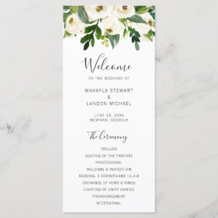 Programa Casamento Floral Branco de Elegante Verde