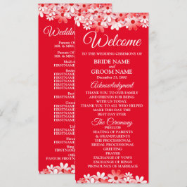 Programa Casamento Floral Branco Vermelho Elegante