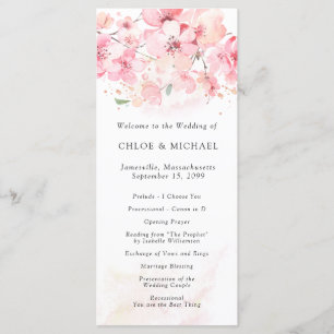 Programa Casamento Floral Cor-de-Rosa Cereja