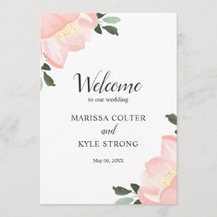 Programa Casamento Floral Cor-de-Rosa Esbranquiçada
