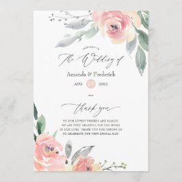 Programa Casamento Floral Cor-de-Rosa Pastel Blush