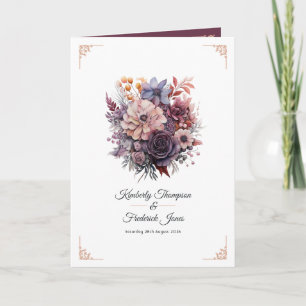 Programa Casamento Floral de ameixa, Cinza, Cobre e Rosa