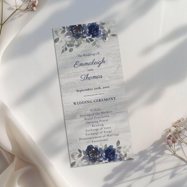 Programa Casamento Floral de Cinza marinho Azul Prateado (Criador carregado)