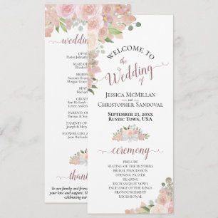 Programa Casamento Floral De Cor D'Água De Boho Rosa Elega