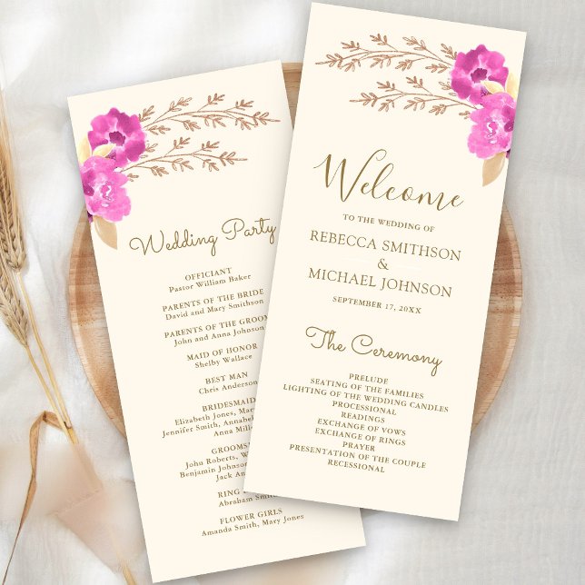 Programa Casamento Floral de Orquídea Rosa Boho Marfim (Criador carregado)