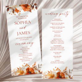Programa Casamento Floral de Outono Elegante Rústico