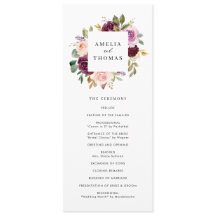 Casamento Floral de Outono em Aquarela Burgundy e 