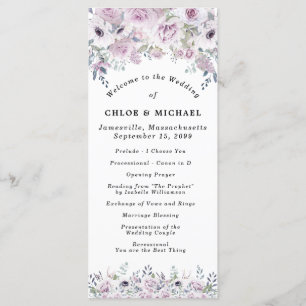 Programa Casamento Floral de Rosa Roxo Rústico