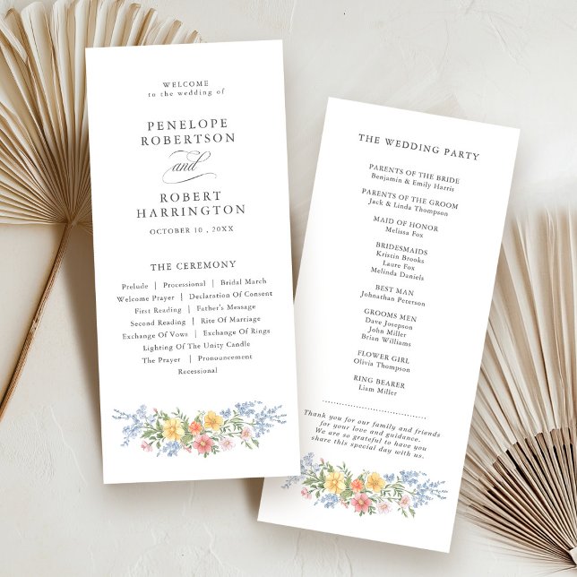 Programa Casamento Floral do Jardim do Primavera de Pastel  (Soft Pastel Ornate Spring Garden Floral Wedding Program)