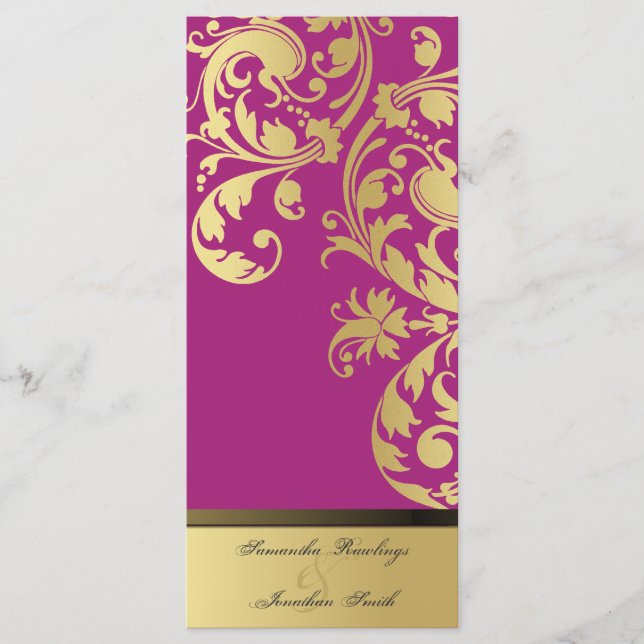 Programa Casamento - Floral do Shimmer Dourado Ros (Frente)