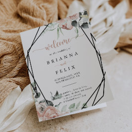 Programa Casamento Floral Dobrado Clássico Geométrico Rosa