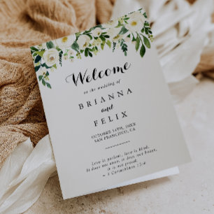 Programa Casamento Floral Dobrado de Outono Branco Verde