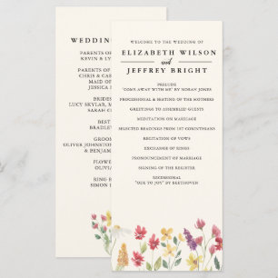 Programa Casamento Floral Elegante Boho Summer Wildflower