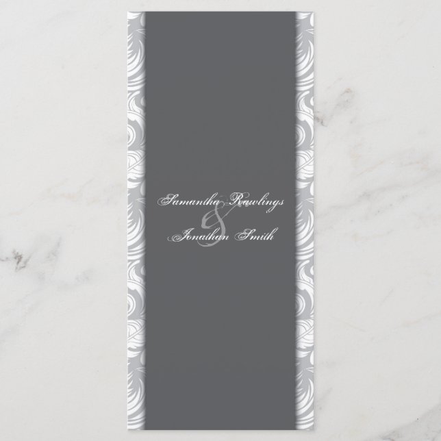 Programa Casamento - Floral Elegante Cinza Branca (Frente)