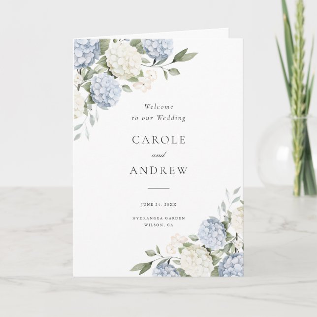 Programa Casamento Floral Elegante Hidrangea Azul Dobrada (Frente)