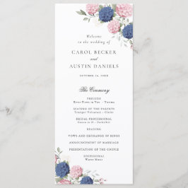 Programa Casamento Floral Elegante Rosa e Azul Hydrangea