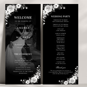Programa Casamento Floral Gótico com Foto Escura Moderna
