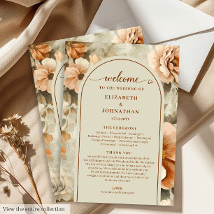 Programa Casamento Floral Marfim Cobre Boho Minimalista