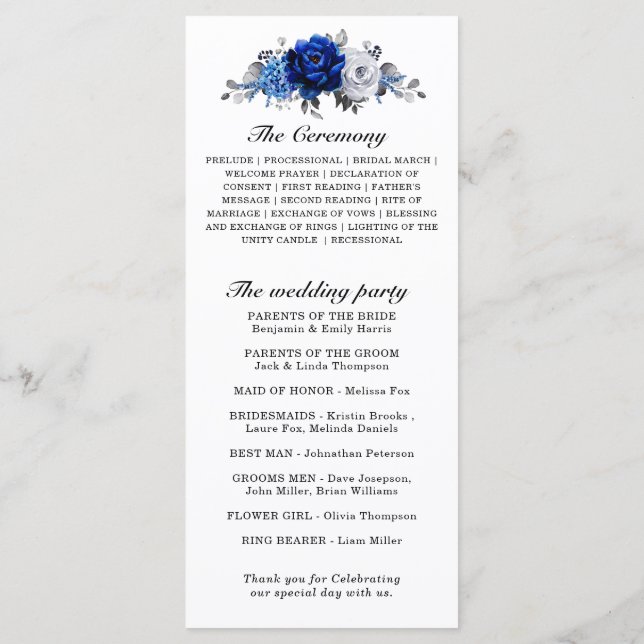 Programa Casamento Floral Metálico Real Blue Silver (Verso)
