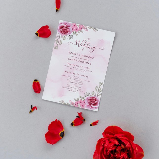 Programa Casamento Floral Minimalista em Dourado Rosa (Criador carregado)