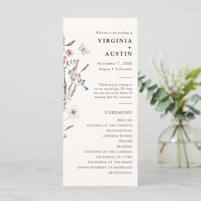 Programa Casamento Floral Pastel (Em pé/Frente)