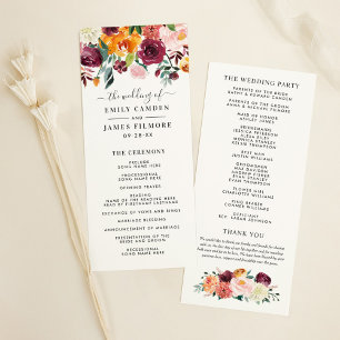 Programa Casamento Floral Rosa Borgonha Rústico de Outono