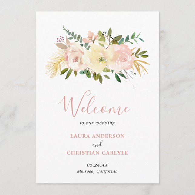 Programa Casamento Floral Rosa Elegante (Frente)