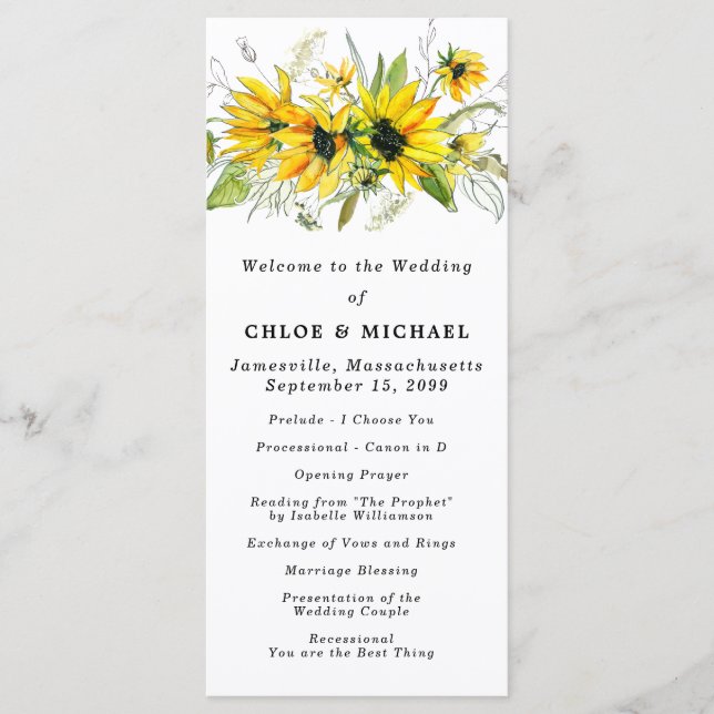 Programa Casamento Floral Rustic Boho Amarelo (Frente)