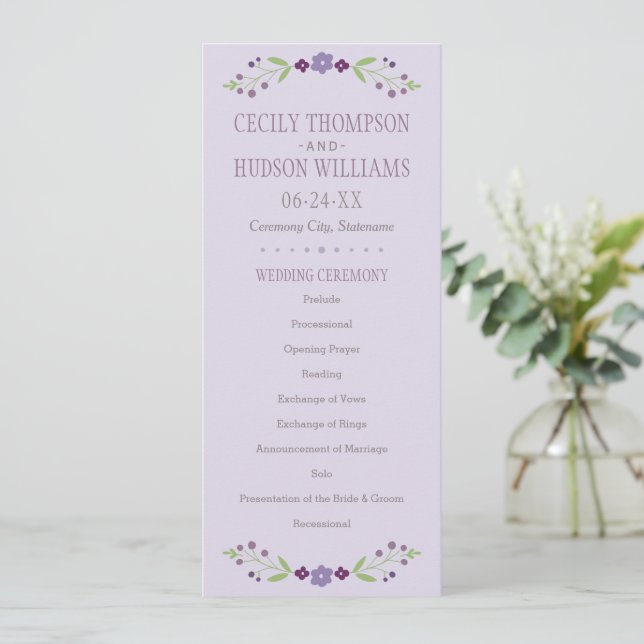 Programa Casamento Floral Rustic Purple e Green (Em pé/Frente)